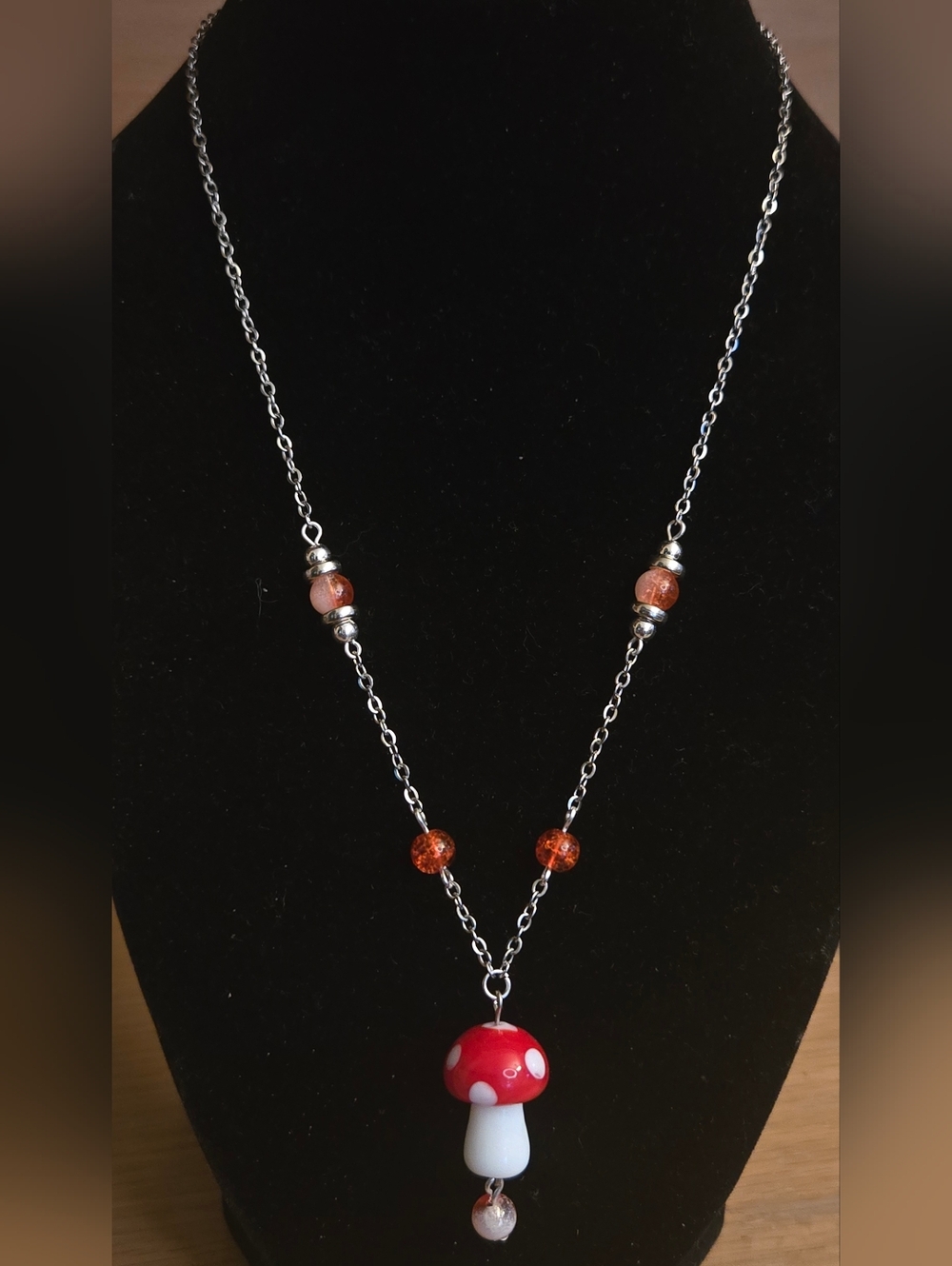 Mushroom Pendant Necklace - Handcrafted